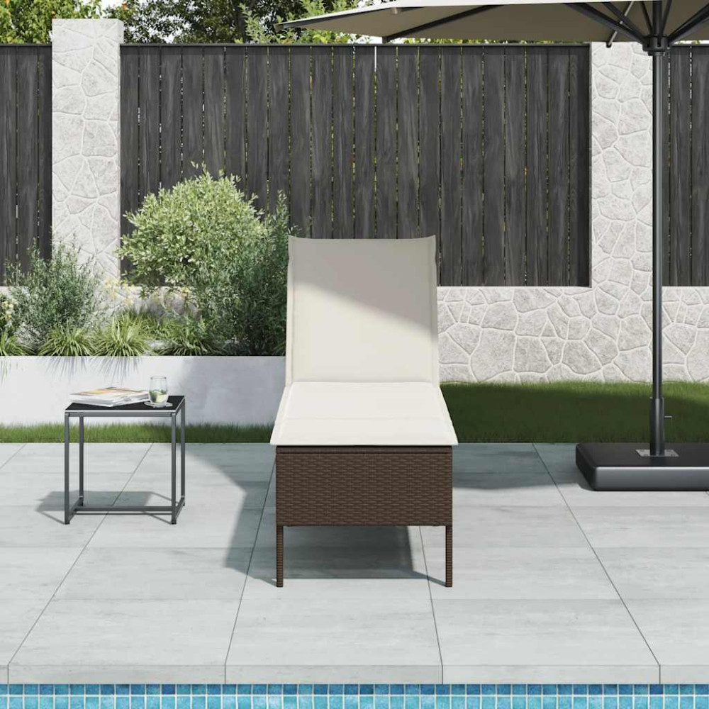 Produktbild för Solstol med dyna brun 55x200x44cm konstrotting