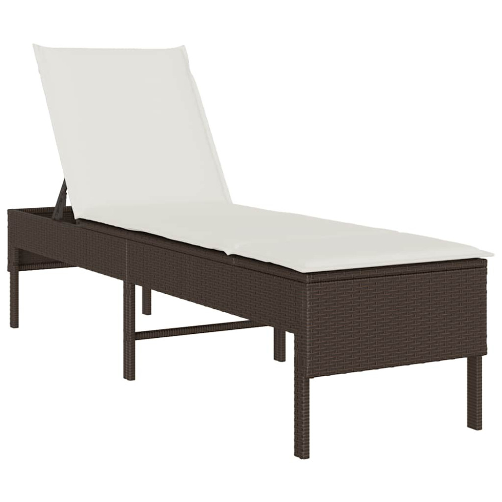 Produktbild för Solstol med dyna brun 55x200x44cm konstrotting