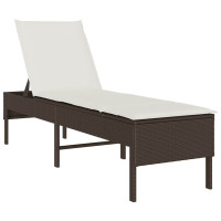 Produktbild för Solstol med dyna brun 55x200x44cm konstrotting