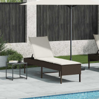 Produktbild för Solstol med dyna brun 55x200x44cm konstrotting