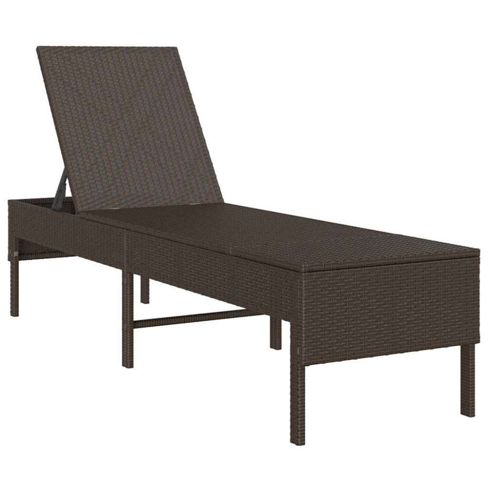 Produktbild för Solstol med dyna brun 55x200x44cm konstrotting