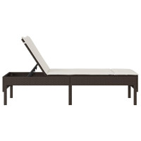Produktbild för Solstol med dyna brun 55x200x44cm konstrotting