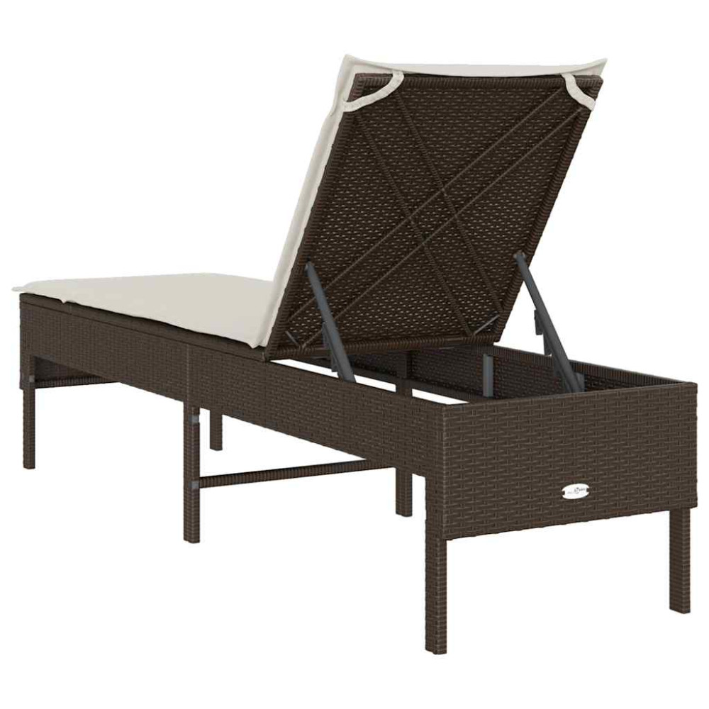 Produktbild för Solstol med dyna brun 55x200x44cm konstrotting