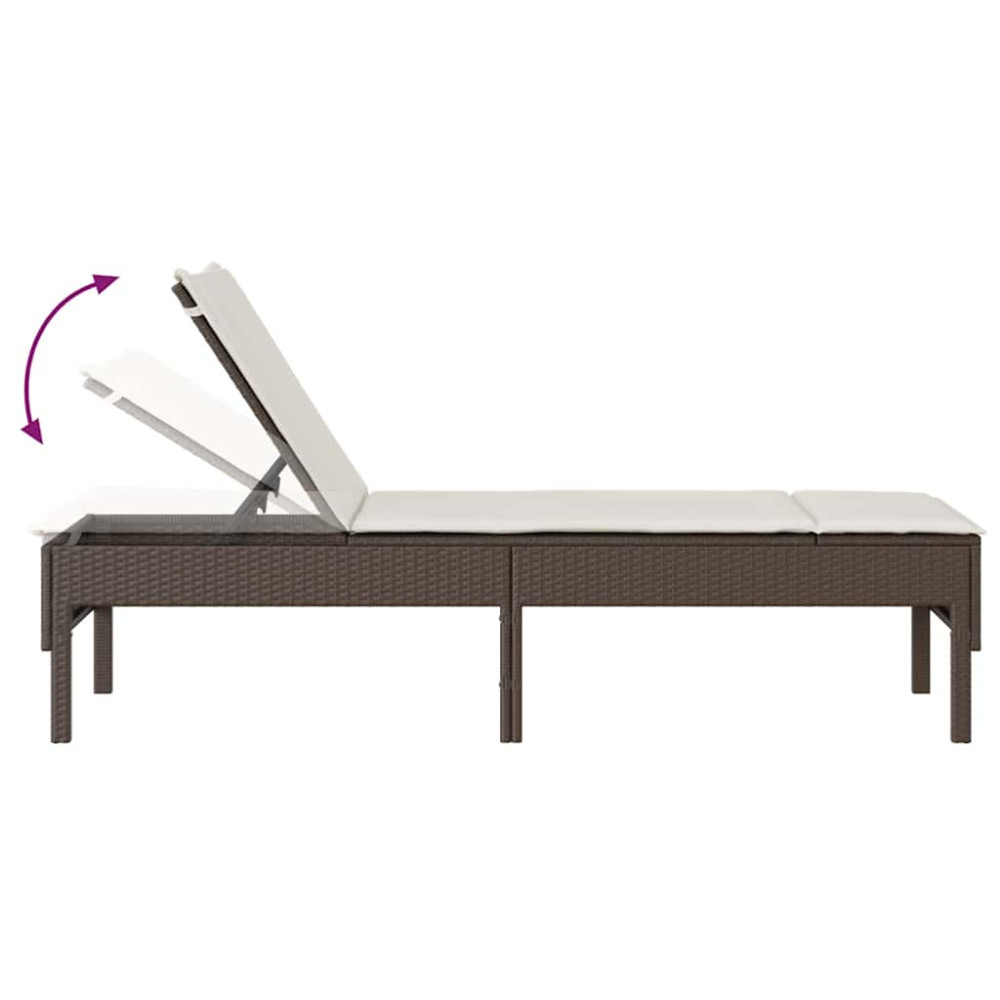 Produktbild för Solstol med dyna brun 55x200x44cm konstrotting