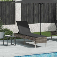 Produktbild för Solstol med dyna grå 55x200x44cm konstrotting