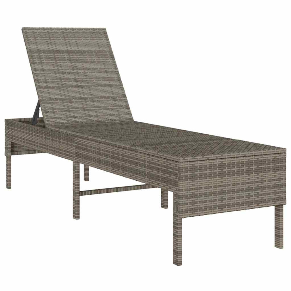 Produktbild för Solstol med dyna grå 55x200x44cm konstrotting