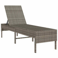 Produktbild för Solstol med dyna grå 55x200x44cm konstrotting