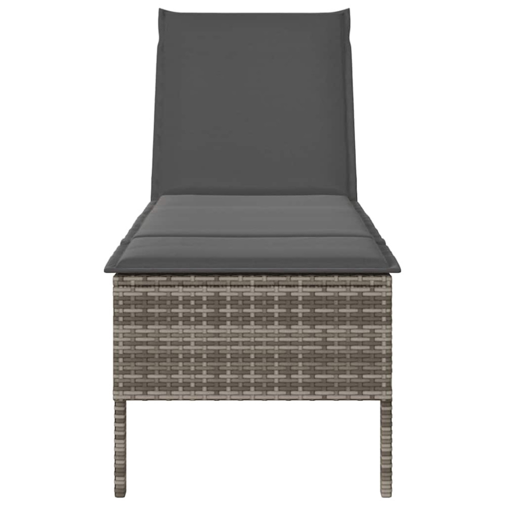 Produktbild för Solstol med dyna grå 55x200x44cm konstrotting