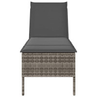 Produktbild för Solstol med dyna grå 55x200x44cm konstrotting