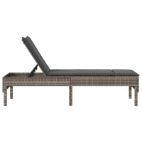 Produktbild för Solstol med dyna grå 55x200x44cm konstrotting