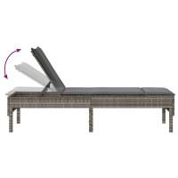 Produktbild för Solstol med dyna grå 55x200x44cm konstrotting