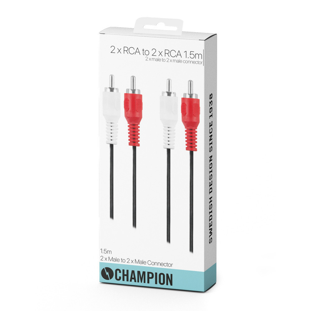 Produktbild för 2 RCA - 2 RCA Hane-Hane 1.5m