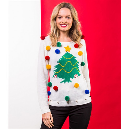Christmas Shop Women's Christmas tree jumper White