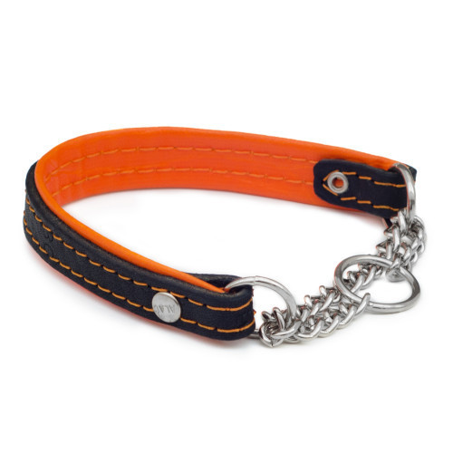 ALAC Alac Läderhalsband halvstryp Orange XS 30cm