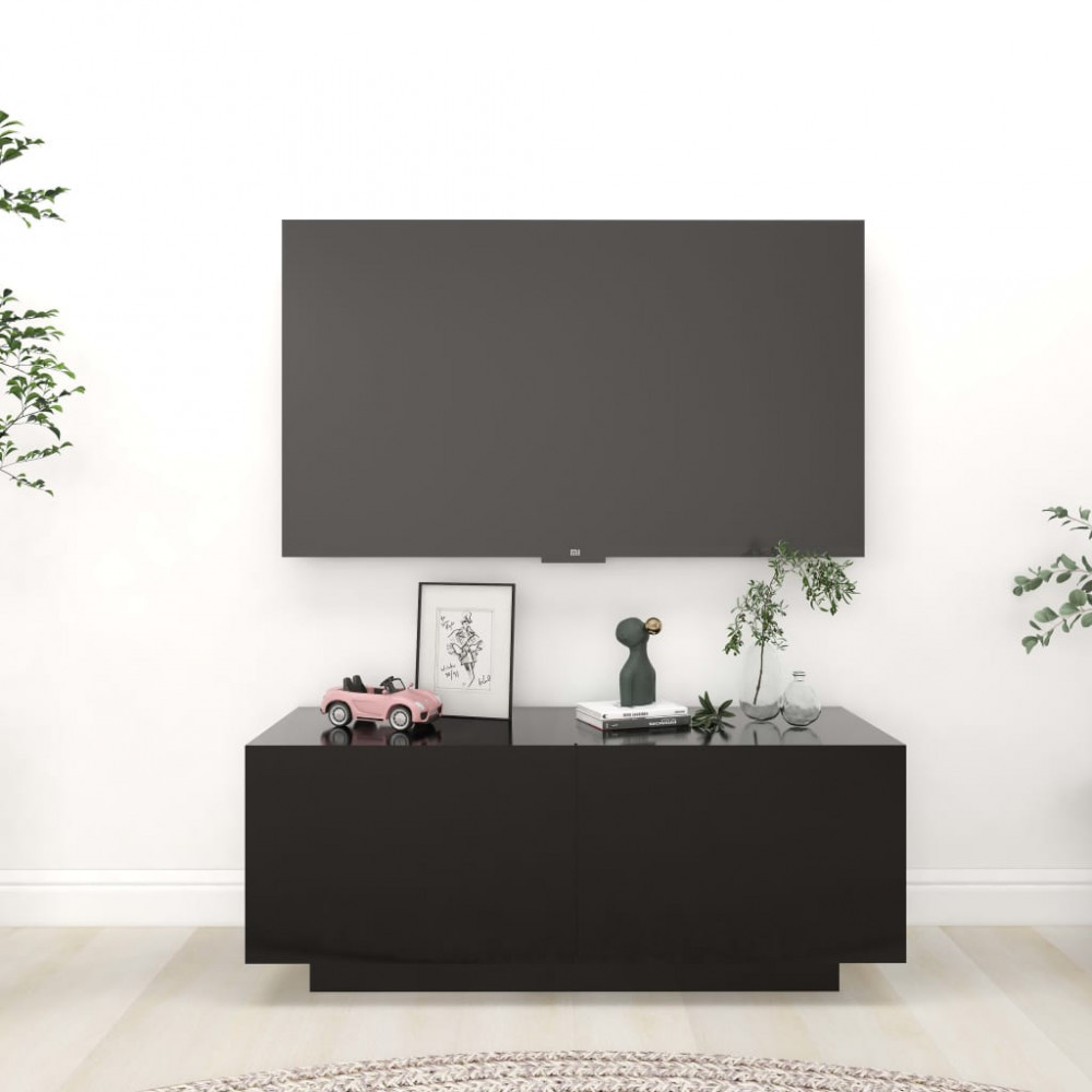 Produktbild för TV-skåp svart 100x35x40 cm spånskiva