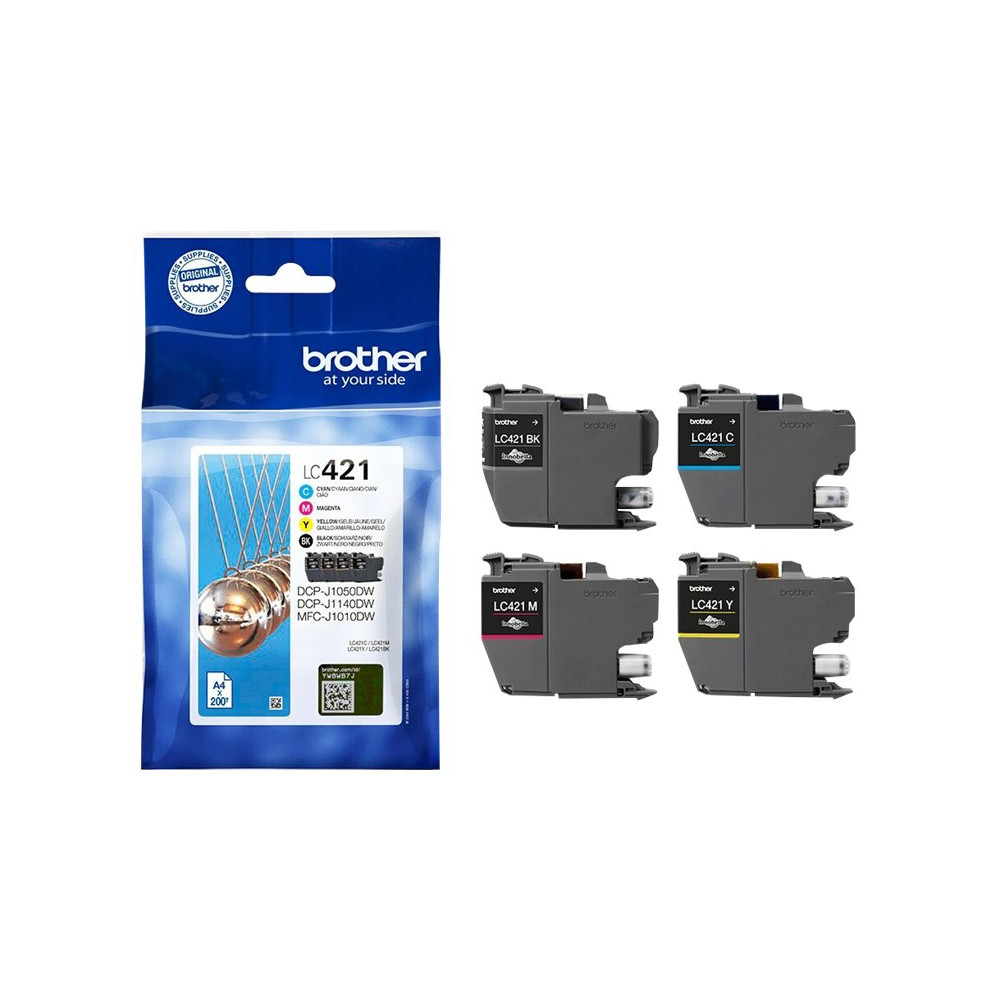 Produktbild för Brother LC421 - 4-pack - svart, gul, cyan, magenta - original - bläckpatron