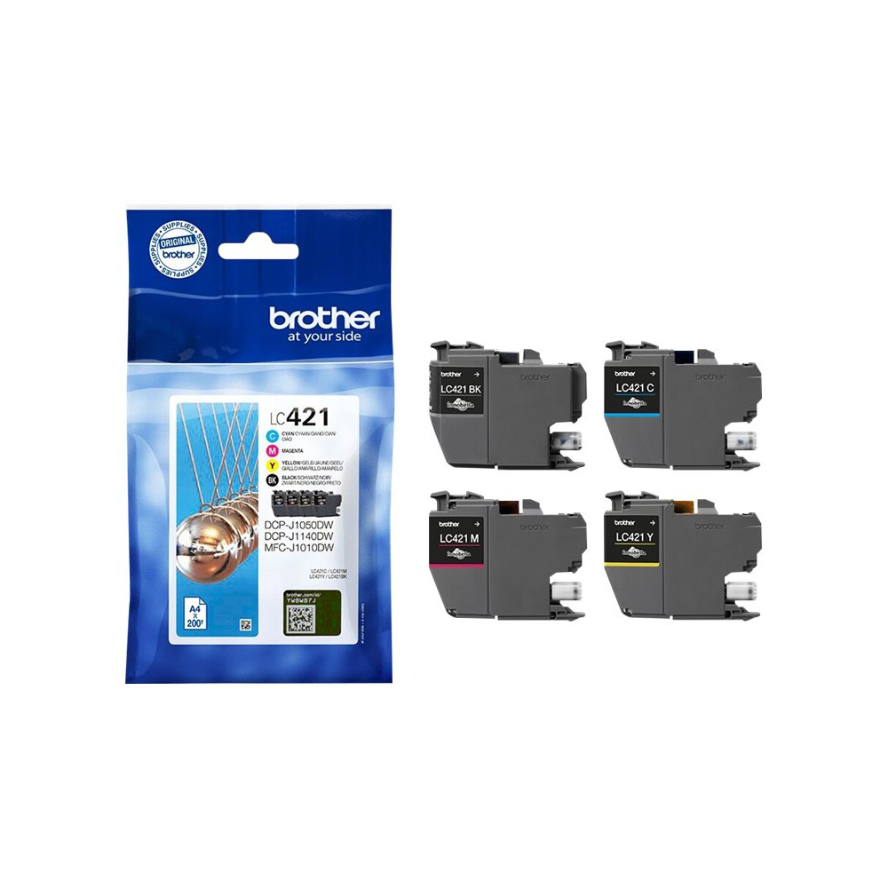 Produktbild för Brother LC421 - 4-pack - svart, gul, cyan, magenta - original - bläckpatron