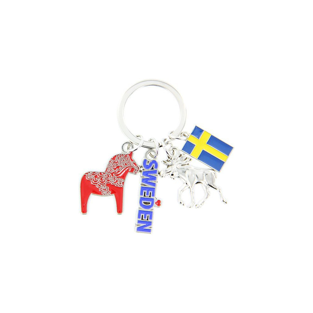 Produktbild för Nyckelring D-häst Sweden Älg Flagga