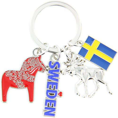 Nordic Souvenir Nyckelring D-häst Sweden Älg Flagga