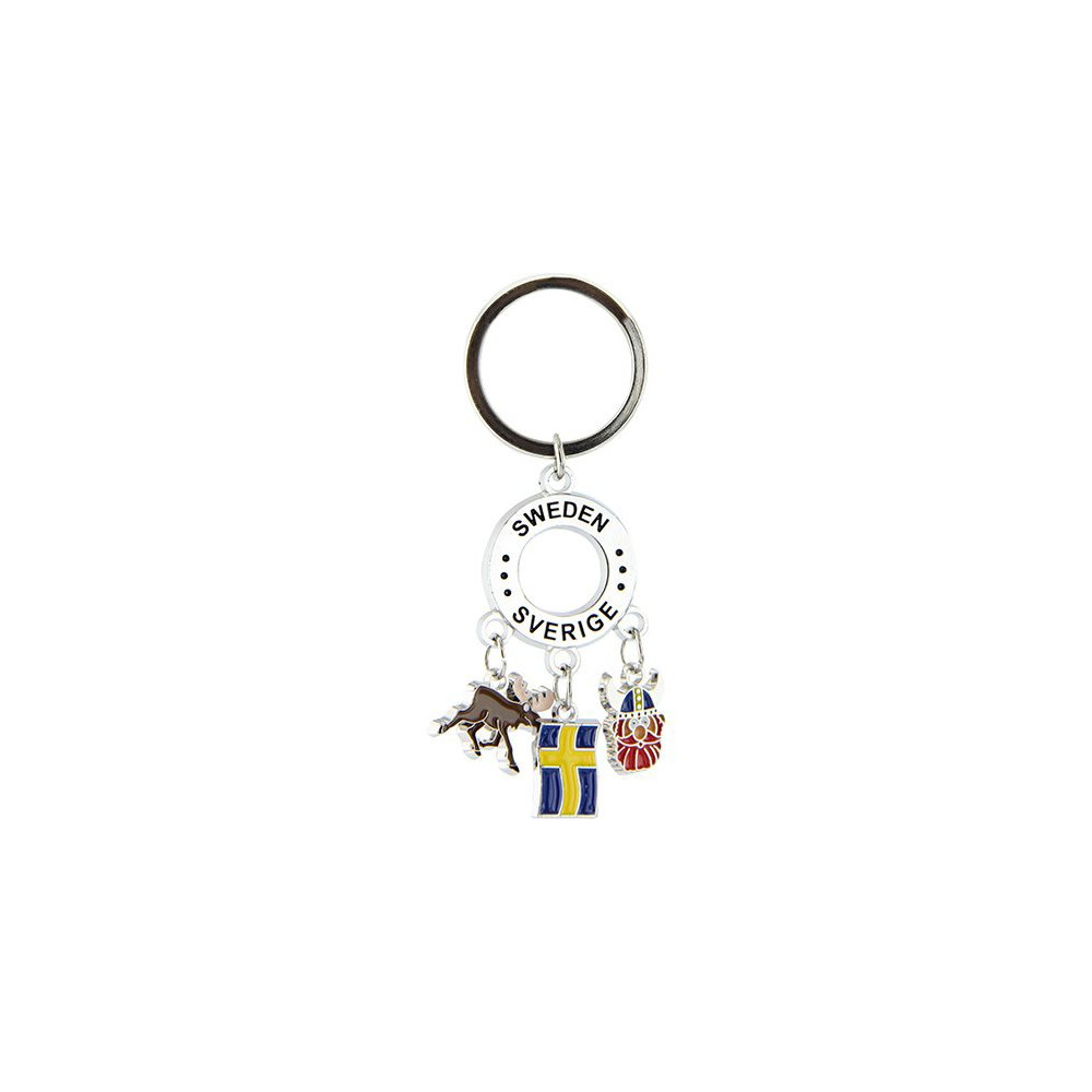 Produktbild för Nyckelring Sweden Älg/Flagga/Viking