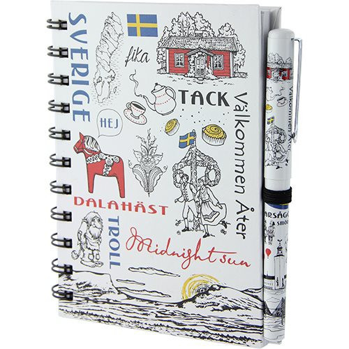 Nordic Souvenir Notisbok m penna Sverige-teckning