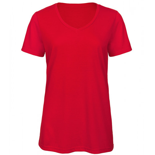B and C Collection Women's Triblend V-neck Tee RED