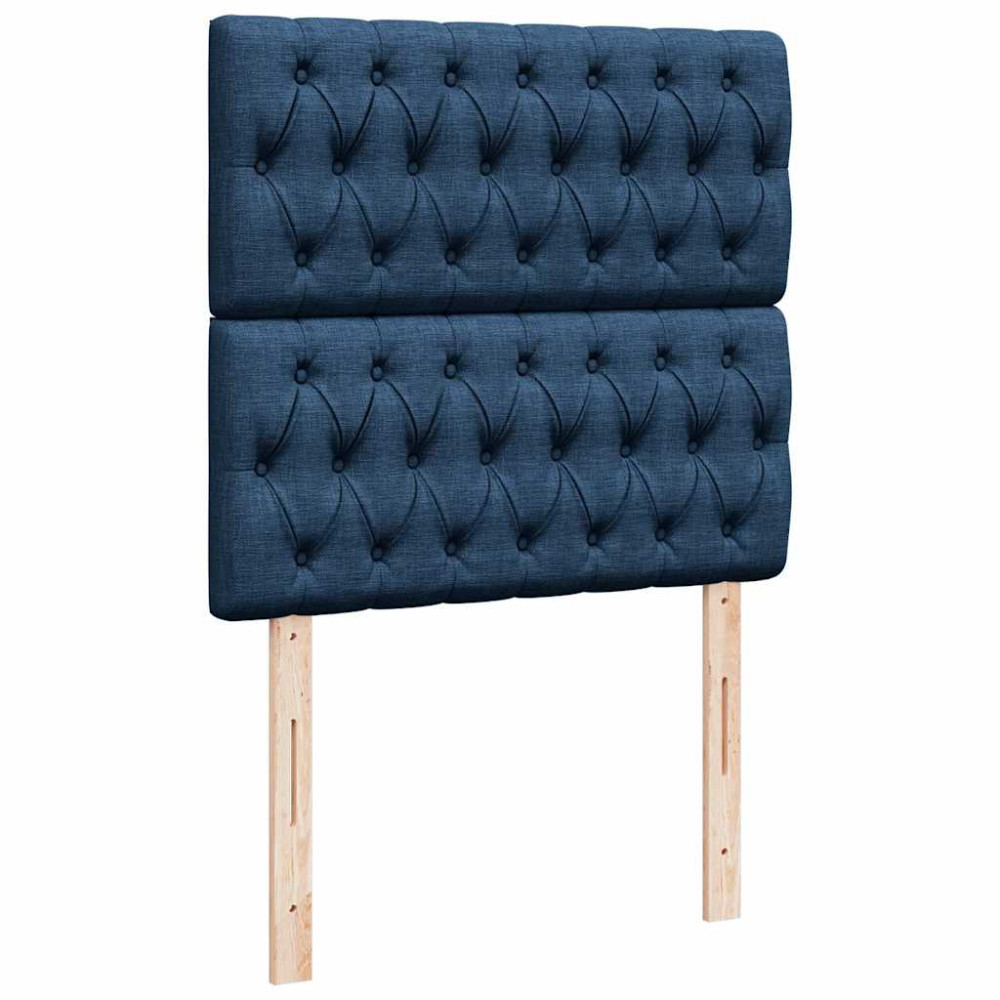 Produktbild för Ottoman sängram med madrass blå 80x200 cm tyg