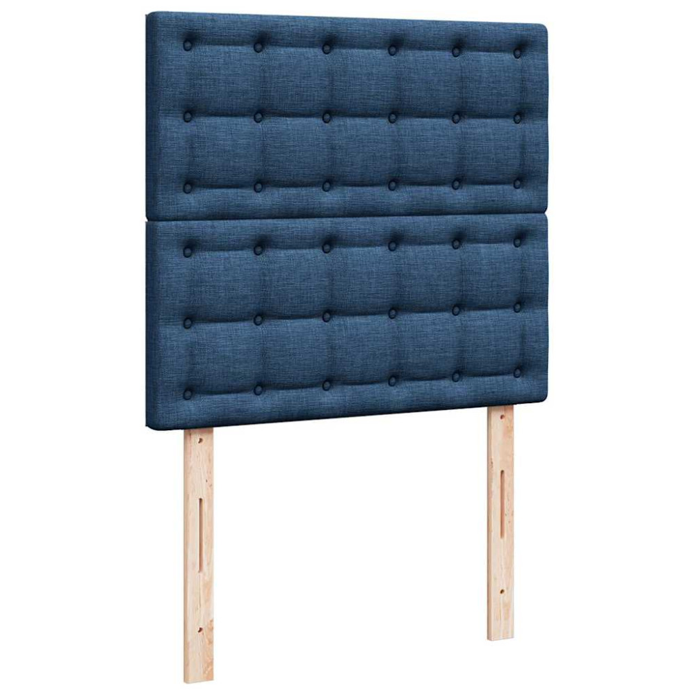 Produktbild för Ottoman sängram med madrass blå 80x200 cm tyg