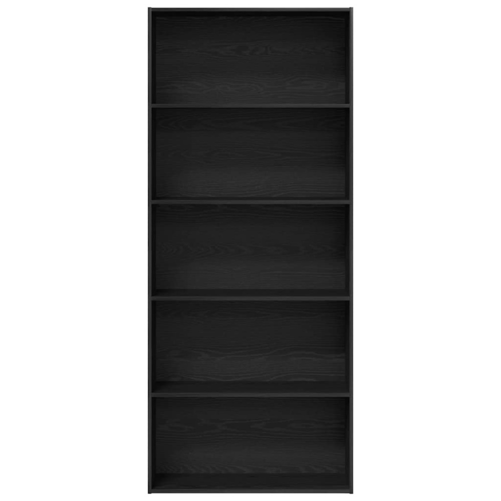 Produktbild för Bokhylla svart ek 80x30x189 cm konstruerat trä