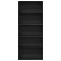 Produktbild för Bokhylla svart ek 80x30x189 cm konstruerat trä