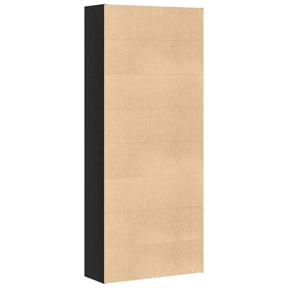 Produktbild för Bokhylla svart ek 80x30x189 cm konstruerat trä