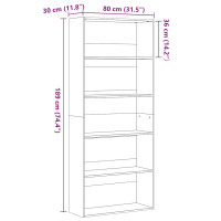 Produktbild för Bokhylla svart ek 80x30x189 cm konstruerat trä