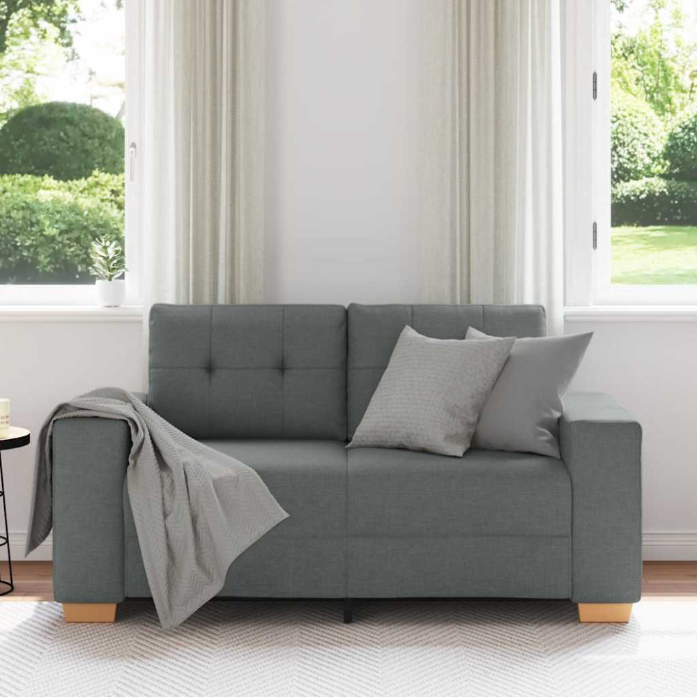Produktbild för Loveseat soffa mörkgrå 160x77x82 cm tyg