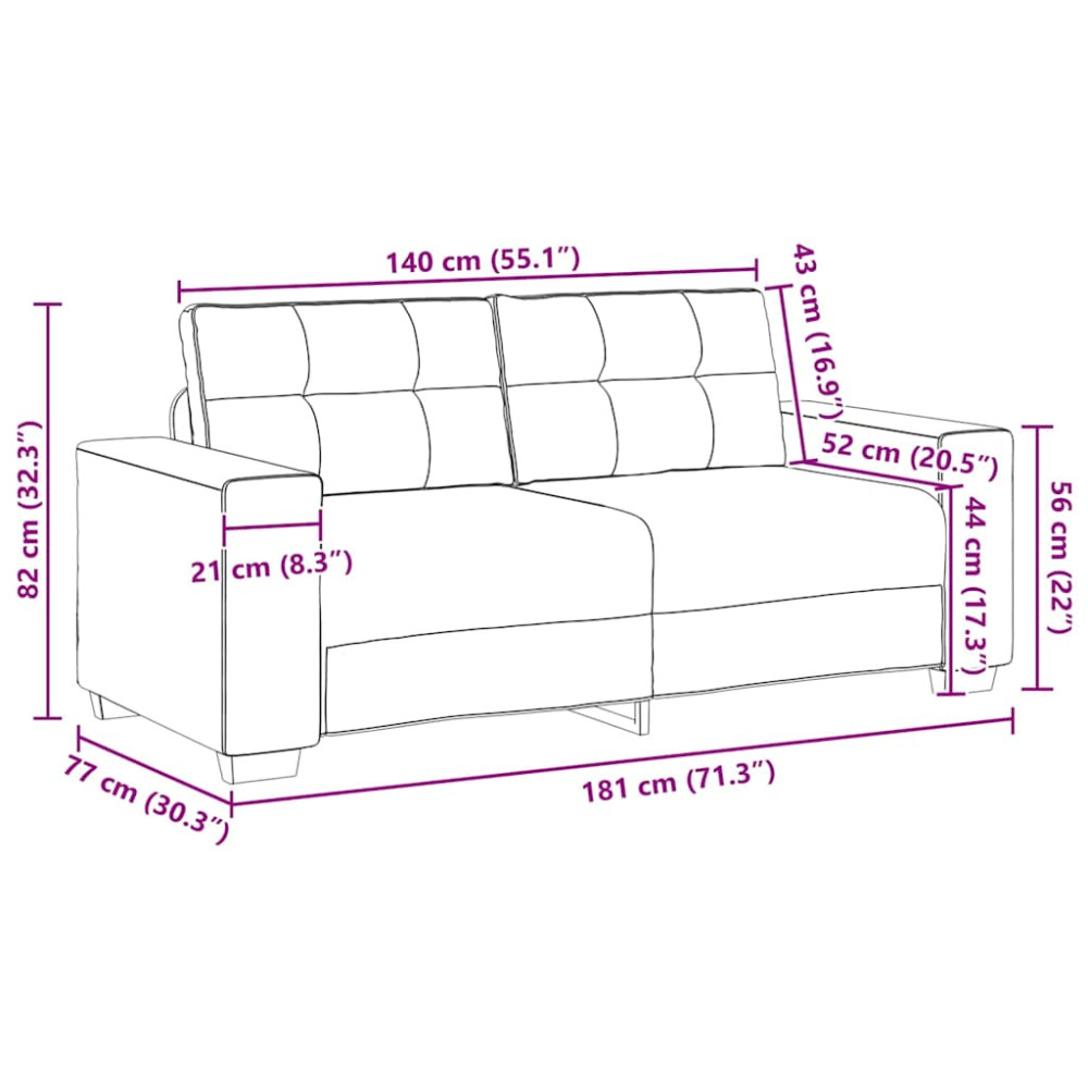 Produktbild för Loveseat soffa mörkgrå 180x77x82 cm tyg