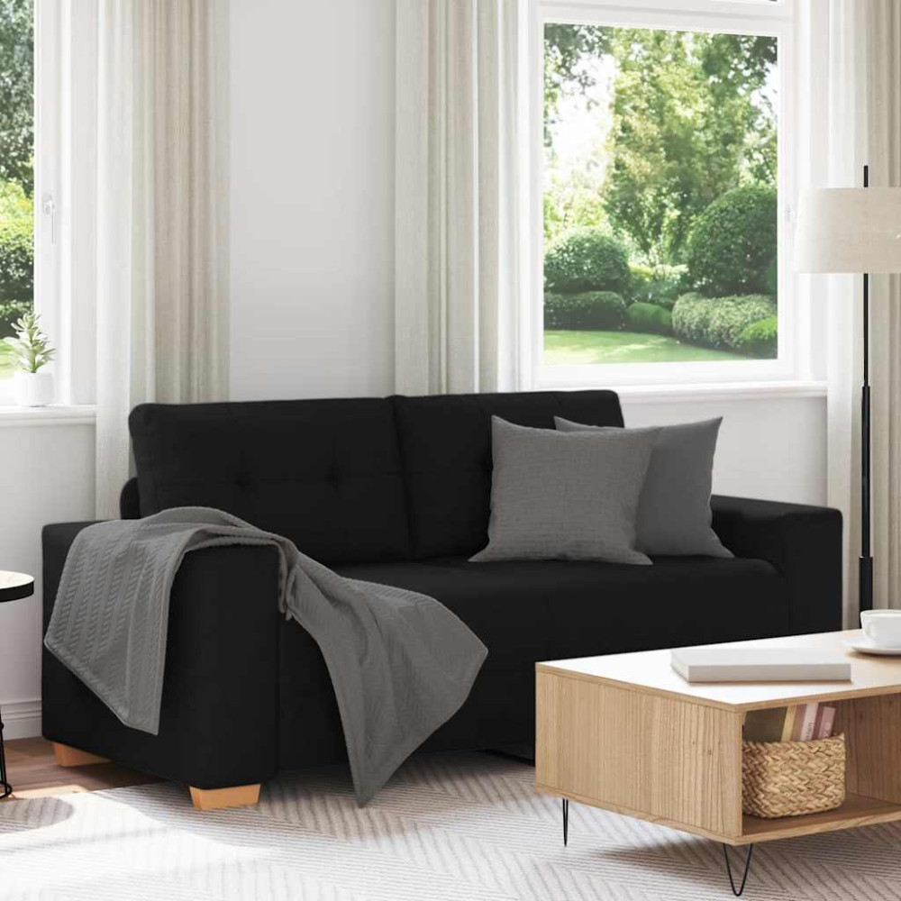 Produktbild för Loveseat soffa svart 180x77x82 cm tyg