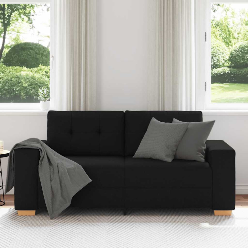Produktbild för Loveseat soffa svart 180x77x82 cm tyg