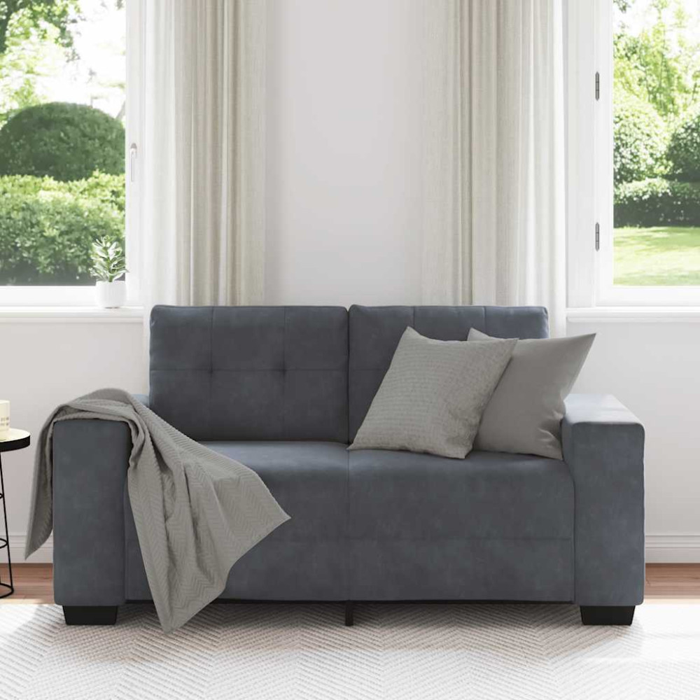 Produktbild för Loveseat soffa mörkgrå 160x77x82 cm sammet