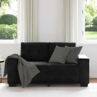 Produktbild för Loveseat soffa svart 160x77x82 cm sammet
