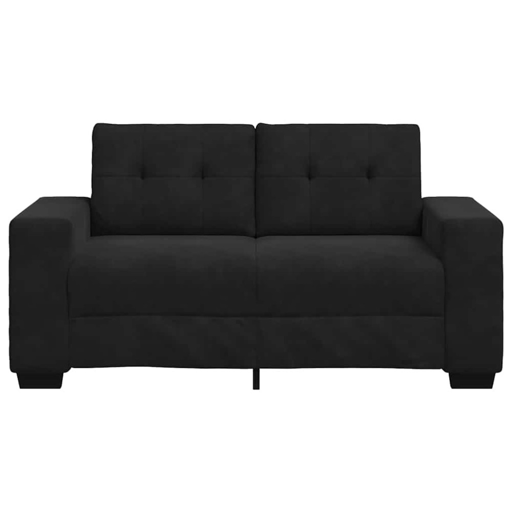 Produktbild för Loveseat soffa svart 160x77x82 cm sammet