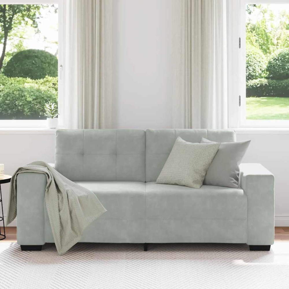 Produktbild för Loveseat soffa ljusgrå 180x77x82 cm sammet
