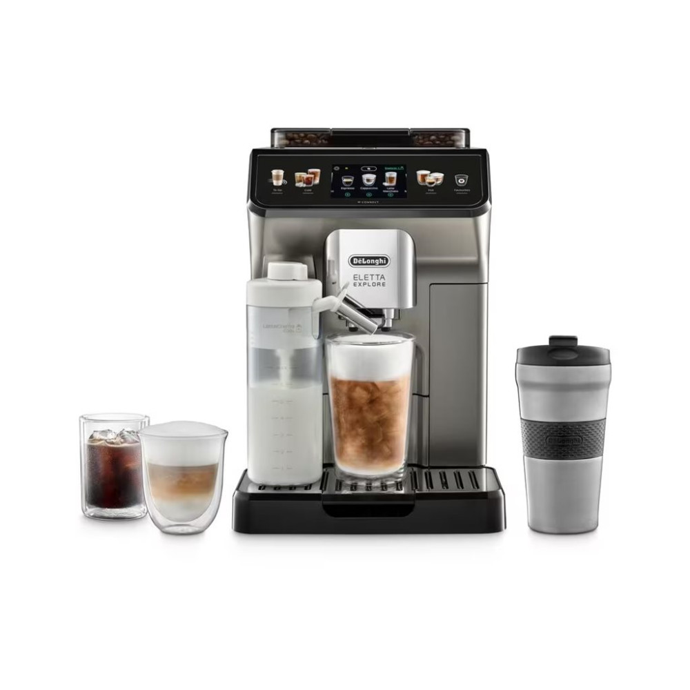 Produktbild för De'Longhi Eletta Explore ECAM450.86.T - automatisk kaffekokare med mjölkskummare - 19 bar - titan