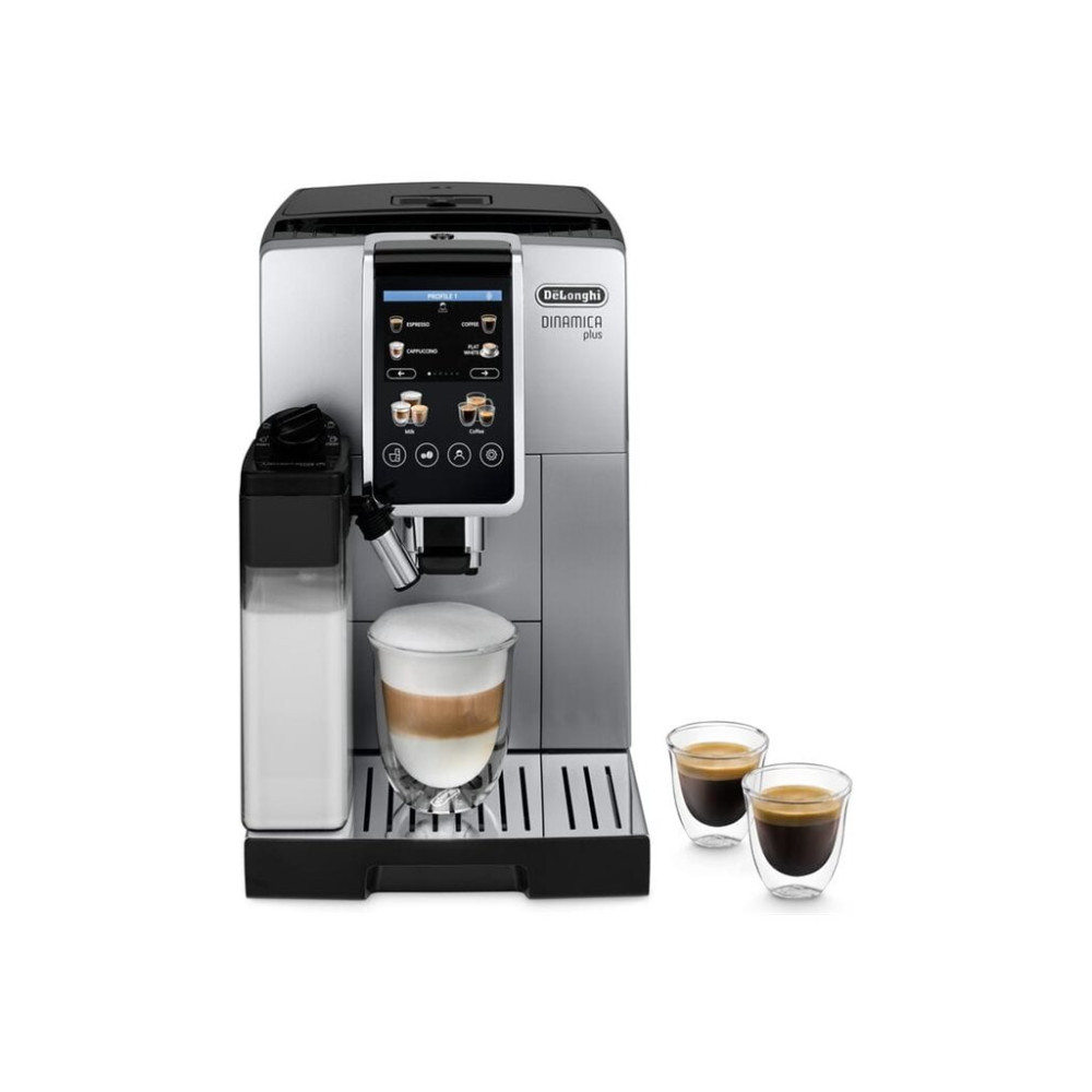 Produktbild för De'Longhi Dinamica Plus ECAM380.85.SB - automatisk kaffekokare med mjölkskummare - 15 bar - silver/svart