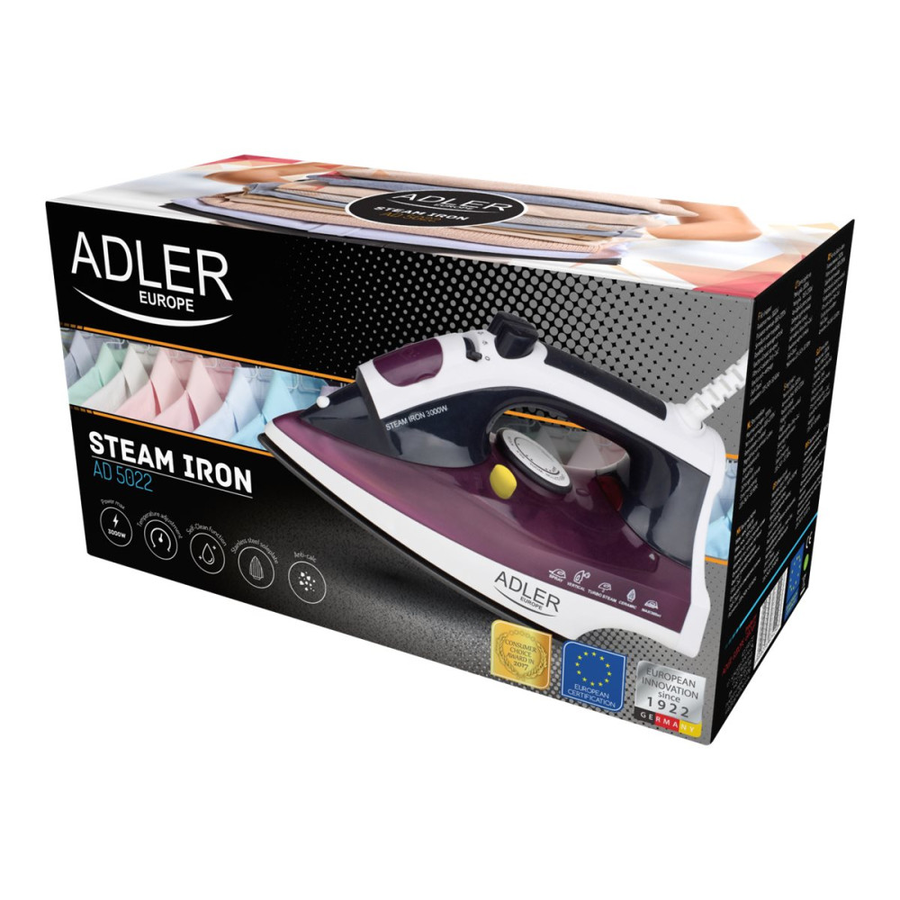 Produktbild för Adler AD 5022 - ångstrykjärn - sula rostfritt stål