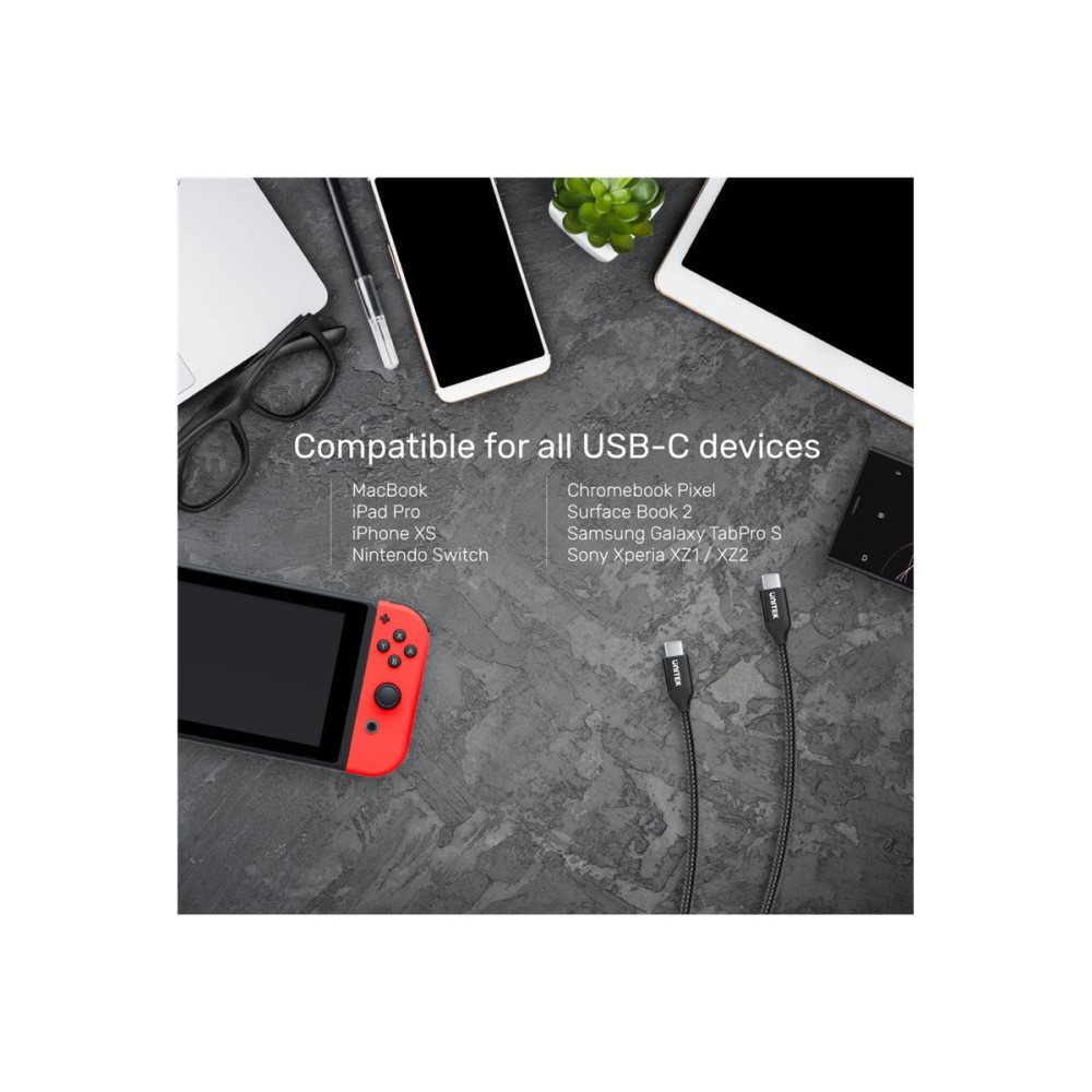 Produktbild för Unitek - USB typ C-kabel - USB-C till USB-C - 2 m