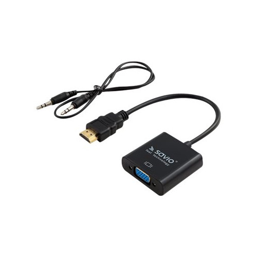 SAVIO SAVIO CL-23/B - videokort - HDMI/VGA/ljud - 50 cm