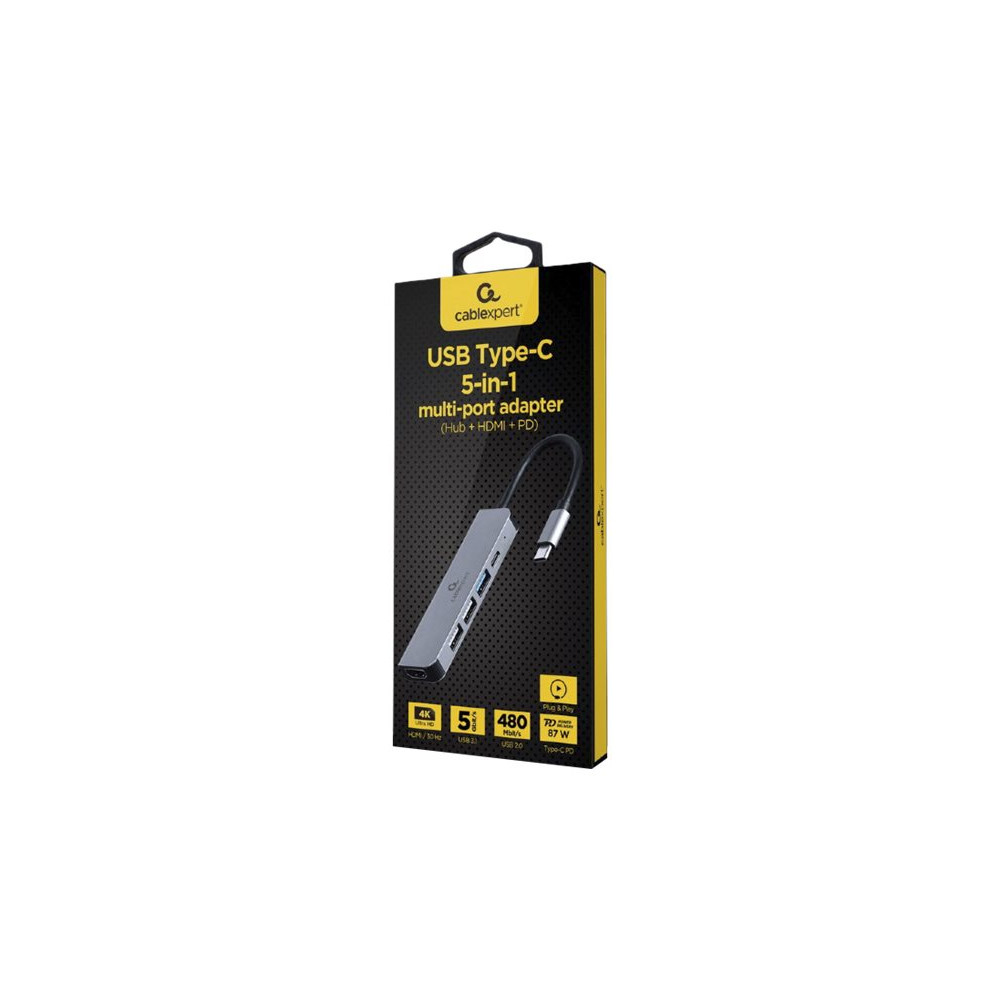 Produktbild för Cablexpert A-CM-COMBO5-03 - dockningsstation - USB-C 3.1 - HDMI - 1GbE