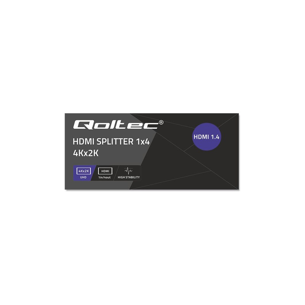 Produktbild för Qoltec - video/audiosplitter - aktiv, hög stabilitet - 4 portar