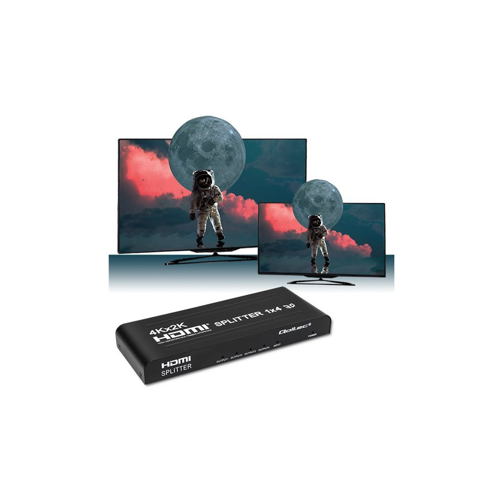 Produktbild för Qoltec - video/audiosplitter - aktiv, hög stabilitet - 4 portar