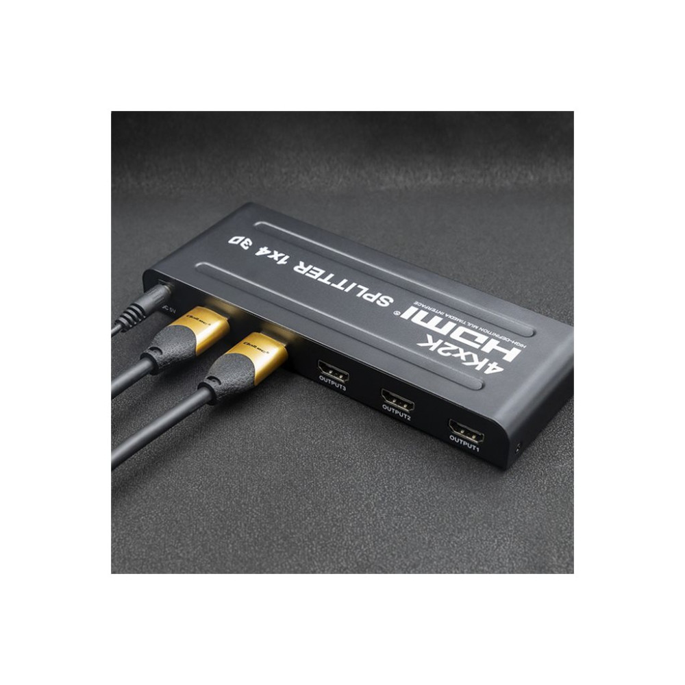 Produktbild för Qoltec - video/audiosplitter - aktiv, hög stabilitet - 4 portar