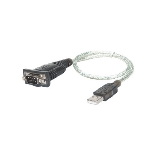Manhattan Manhattan USB-A to Serial Converter cable, 45cm, Male to Male, Serial/RS232/COM/DB9, Prolific PL-2303RA Chip, Black/Silver cable, Three Year Warranty, Blister - USB / seriell kabel - USB till DB-9 - 45 cm